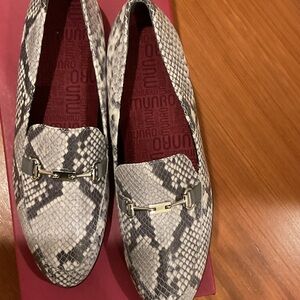 Munro Snake Print Loafers - Black and Gray
